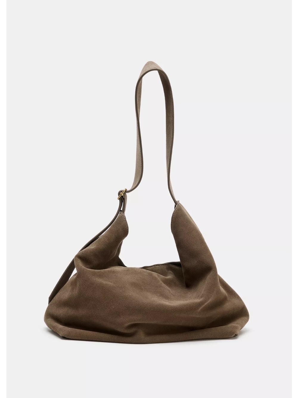 Maxi Leather Bucket Bag in Taupe Brown